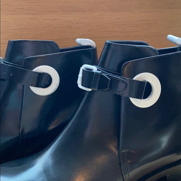 Acne Booties with White buckle accents. - Picture 3 of 8